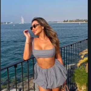 Black and White Checkered Two-Piece Set